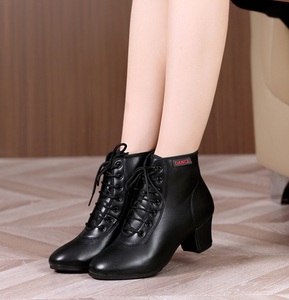 Bottines de danse noires tendance pour femmes, en PU, semelle en caoutchouc, pour extérieur, modernes, pour la danse de salon, <span class=keywords><strong>style</strong></span> <span class=keywords><strong>marin</strong></span> - Product Image 4