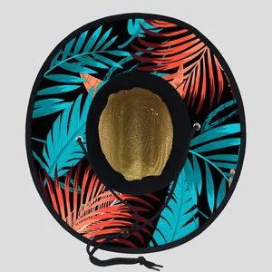 Chapéu de palha salva-vidas de verão com estampa personalizada para chapéus de praia América Sombrero, chapéu salva-vidas de surf com logotipo, chapéu de palha