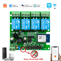 Módulo de Interruptor de Luz WiFi Inteligente Tuya de 4 Canales, DC85-250V, Relé, Compatible con Alexa y Google Home, Receptor RF433, Sin USB