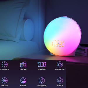 Réveil électronique LED avec simulation de lever et de coucher de soleil, lumière d'ambiance RGB, lumière de chevet, <span class=keywords><strong>bruit</strong></span> blanc - Product Image 4