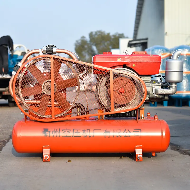 China famous brand Kaishan diesel air compressor double piston air compressor for mining