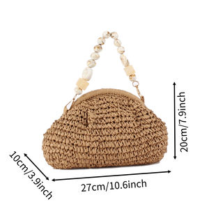 กระเป๋าคลัทช์สานจากเชือกกระดาษ กระเป๋าถือฤดูร้อนสไตล์โบฮีเมียนสำหรับผู้หญิง ใช้ได้ทุกวัน - Product Image 2