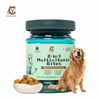 Friandises multivitaminées 8-en-1 pour chiens – Complément quotidien avec glucosamine, oméga 3 et probiotiques pour la santé des articulations, du cœur, de la peau et du pelage