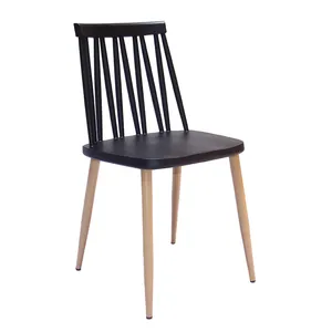 Nordic Home Dinner Furniture Moderner Stuhl Black Dining Plastiks tuhl mit Metall beinen