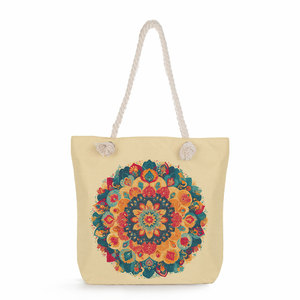 Moda nuevo bolso de <span class=keywords><strong>hombro</strong></span> con estampado de <span class=keywords><strong>Mandala</strong></span> patrón irregular asa de cuerda gruesa bolso de playa de poliéster de gran capacidad - Product Image 5