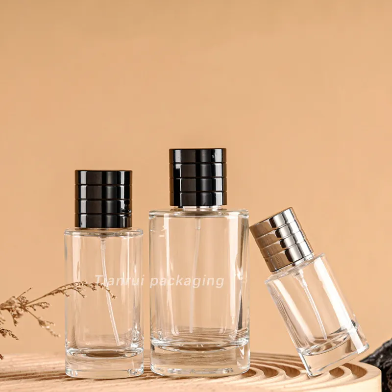 25ml 50ml 100mlカスタムメイド香水瓶メーカーガラス香水噴霧器透明丸型ガラス瓶香水用