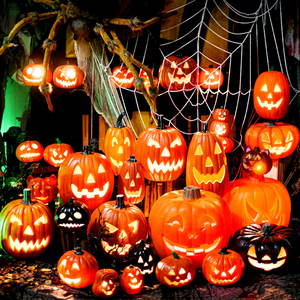 Halloween Funny 5-inch <strong>Pumpkin</strong> Bucket Glowing <strong>Ghost</strong> Creative Design <strong>Carved</strong> Haunted House Decorative Lantern Customizable Size - Product Image 2