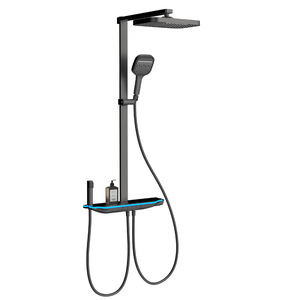 Robinet de douche de salle de bains exposé à conception de clé de piano carrée ensemble de mélangeur de douche d'eau chaude froide corps en laiton vanne en céramique à cascade à 3 voies - Product Image 1