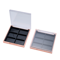 Palette de fards à paupières 6 couleurs, étui rectangulaire en plastique rose mignon avec couvercle transparent pour cosmétiques, emballage en gros