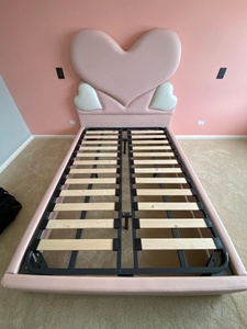 NOVA Neues Design Mädchen Rosa Herzförmiges Gepolstertes Kopfteil Schlafzimmer-Set Möbel Massivholz Kinderbett mit Stauraum - Product Image 6