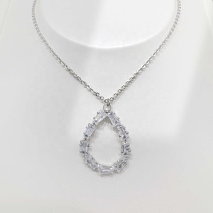wholesale plata 925 sterling silver luxury women <b>chain</b> necklace <b>cheap</b> zircon minimalist bridal dainty round pendant necklaces - Product Image 2