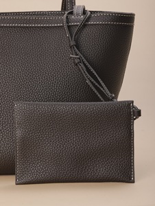 Nouveaux sacs fourre-tout décontractés en cuir de vachette marron à imprimé litchi pour femmes, sacs à main grande capacité en cuir véritable pour femmes, sacs à bandoulière pour femmes - Product Image 6