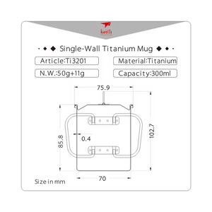 Taza de Picnic portátil para acampar al aire libre personalizada taza de titanio 300Ml taza de agua ultraligera con mango plegable - Product Image 6
