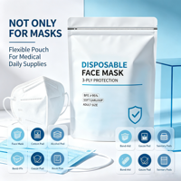 Sachet d'emballage blanc laminé à fermeture éclair, format personnalisé, impression couleur intégrale, pour masques faciaux médicaux jetables – Fournisseur direct usine