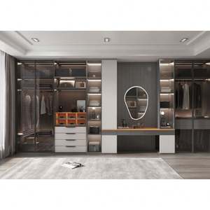 Factory Price Customized Size Luxury Home Hotel Bedroom <b>Wardrobes</b> <b>Wooden</b> Modern Walk-in Closet Storage With Glass Doors - Product Image 3