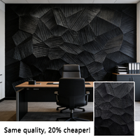 Panneaux muraux en bois géométriques noirs texturés 3D modernes 2400x600mm MDF Revêtement mural décoratif