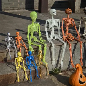 Adereços animados articulações móveis humanas vívidas de alta qualidade 2024 decorações Halloween esqueleto bonito para festa