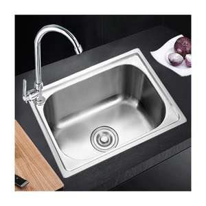 Ticari mutfak akıllı çamaşır lavabo 24 "dikdörtgen tek kase 18 ölçer paslanmaz çelik fırçalanmış saten <span class=keywords><strong>Finish</strong></span> sayaç Modern - Product Image 2