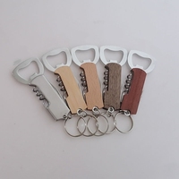 3-in-1 gepersonaliseerde houten flesopener sleutelhanger, schilmesje en bier-/wijnflesopener sleutelhanger, blanco