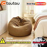 OTAUTAU Housse de pouf inclinable moderne en tissu gaufré sans rembourrage, chaise pouf de sol, ottoman, mobilier sans cadre DD010