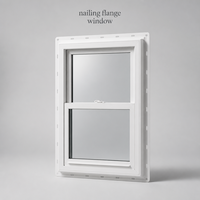 Fenêtre à guillotine simple en vinyle blanc avec bride de fixation, haute étanchéité, écoénergétique, pour nouvelle construction