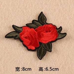 Classical <b>Iron</b> on Embroidery Red Rose Patch for Clothing Bags Decoration - Product Image 4