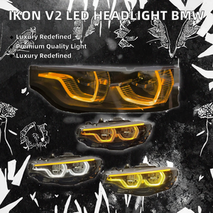 Phare LED Auto Ikon Style V2 pour Série 4 F32 F80 F82 2014-2020, nouveau, 6000K, tricolore jaune/blanc/ambre, DRL LED 6000 lm - Product Image 6