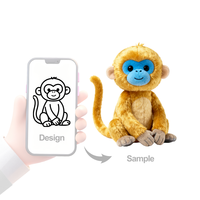 Peluche singe sur mesure OEM/ODM avec rembourrage en coton PP, super douce, brodée, jouet anti-stress – Peluche personnalisée