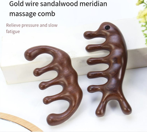 Pettine per Massaggio Gua Sha in Legno di Sandalo con Denti in Legno per Massaggio di Spalle e Collo, Uso Domestico - Product Image 5