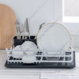 Draining Dish Rack <b>Large</b> Capacity Aluminum With <b>Tray</b> Modern Square Style Kitchen Storage Rack L Size - Product Image 2