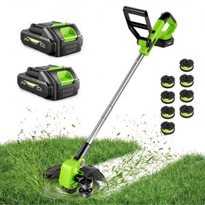 Débroussailleuse sans fil 21V en acier inoxydable, coupe-bordures de pelouse 12 pouces, alimentation automatique de la ligne, coupe-herbe à batterie rechargeable GT-4003 sans fil - Product Image 1