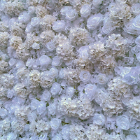 Hete Verkopende Bruiloft Decoratie Kunstmatige Bloemenmuur Achtergrond Witte Rozen Hortensia Oprollen 8ft Bij 8ft Bloemenmuur Achtergronden