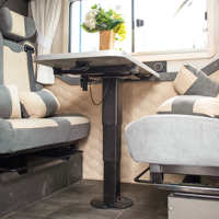 Pied de table pneumatique télescopique rotatif amovible réglable en hauteur pour caravane Wareda avec support réglable