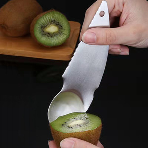 ช้อนสแตนเลสคีวี 304 ที่ตักผลไม้แบบหนา ขอบหยัก สำหรับใช้ในครัวเรือน - Product Image 3