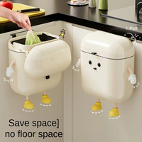 Poubelle murale DIY couleur crème avec couvercle pour cuisine et salle de bain, pour déchets alimentaires, sans besoin de se pencher, design élégant, grande capacité