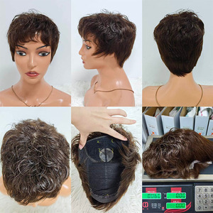 Promotion 9.5$ Letsfly Silk Base Lace Short <b>Wigs</b> New Style Natural Human Hair Wholesales Virgin Hair Pixie Cut <b>Wigs</b> - Product Image 5