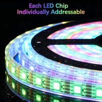 Bande LED WS2815 12V 5050RGB pour aménagement paysager extérieur, étanche IP68, pixels adressables, lumière pleine couleur, reprise de la continuité à l'endroit où la bande est coupée, SK6812