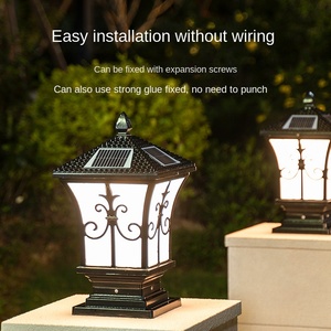 Solar LED Pillar <b>Light</b> Outdoor Warm White 2700K Acrylic <b>Shade</b> Bronze Body Ra80 Dimmable IP65 Waterproof No <b>Wiring</b> Installation - Product Image 1