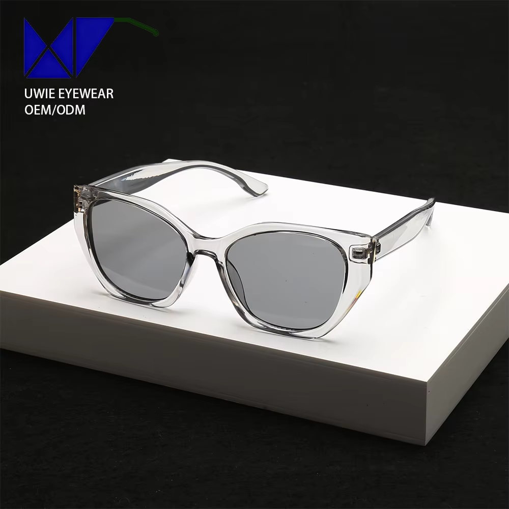 Montatura trasparente con lenti grigie