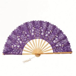 Éventail pliable en plastique à motif floral vintage en dentelle espagnole, peint à la main, en forme de cœur, idéal pour l'été, les anniversaires, les fêtes du thé, cadeau pour filles, musique - Product Image 2