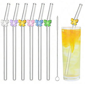 Pajita de <span class=keywords><strong>mariposa</strong></span> bonita, tubo de vidrio reutilizable para lavavajillas, pajitas duraderas de seguridad para batidos, cóctel, jugo, bebidas para batidos - Product Image 2