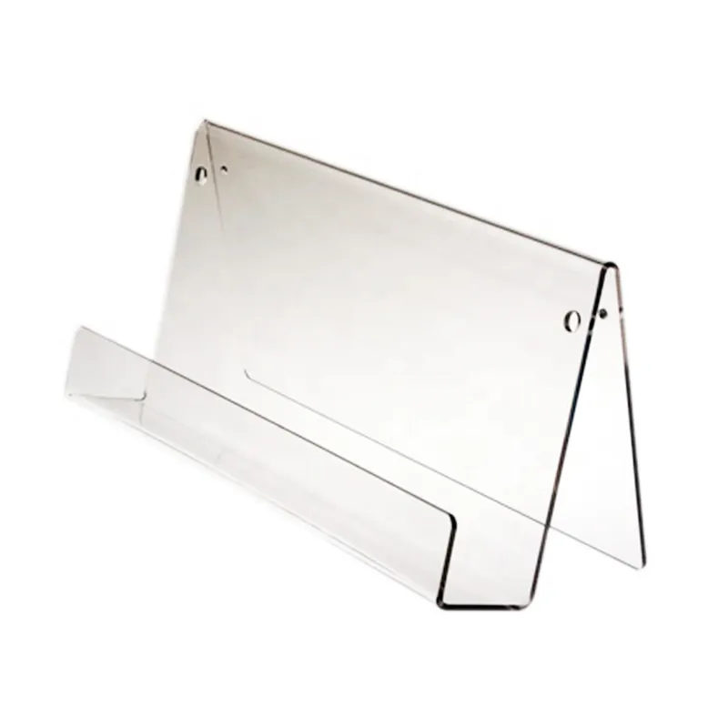 Wall Mounted or Countertop Clear Acrylic Book Stand or Book Shelf with Lip Clear Acrylic Book Ledge with Front Lip