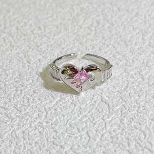 แหวนเซอร์คอนรูปหัวใจสำหรับผู้หญิงแหวนชุบทองแท้หรูหราน้ำหนักเบาเครื่องประดับมือแบบคลาสสิกสำหรับผู้หญิง - Product Image 2