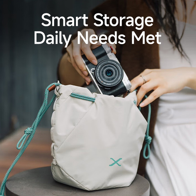 Shockproof Drawstring Camera Pouch for Fujifilm X-T4 Fleece Lining Thick Dividers Lens Protection Camera Bag