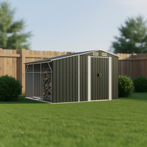 Casetta da Giardino in Acciaio Zincato Antracite 10x8 con Soluzione di Stoccaggio per Uso Esterno - Product Image 2