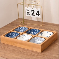 Vaisselle en porcelaine japonaise personnalisée en gros kit de bols cadeau set de bols en porcelaine bleu et blanc avec boîte cadeau
