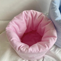 Panier de rangement en tissu style coréen, sac organisateur de cosmétiques rayé, bac de rangement de bureau, grande capacité, support de maquillage pour coiffeuse