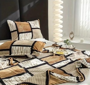 Coperta invernale calda singola/doppia in <span class=keywords><strong>flanella</strong></span> a bolle, fantasia tinta unita, in pelliccia lavorata a maglia, per dormitorio studentesco e ufficio - Product Image 6