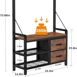 Home-use floor-<b>standing</b> coat rack, <b>hat</b> rack, and shoe rack, multi-functional with storage drawers, thickened, cross-border - Product Image 5