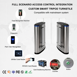 Porte tournante automatique à reconnaissance faciale, lecteur RFID, ailes en acrylique pour contrôle d'accès aux entrées de bureaux et de halls d'immeubles. - Product Image 3